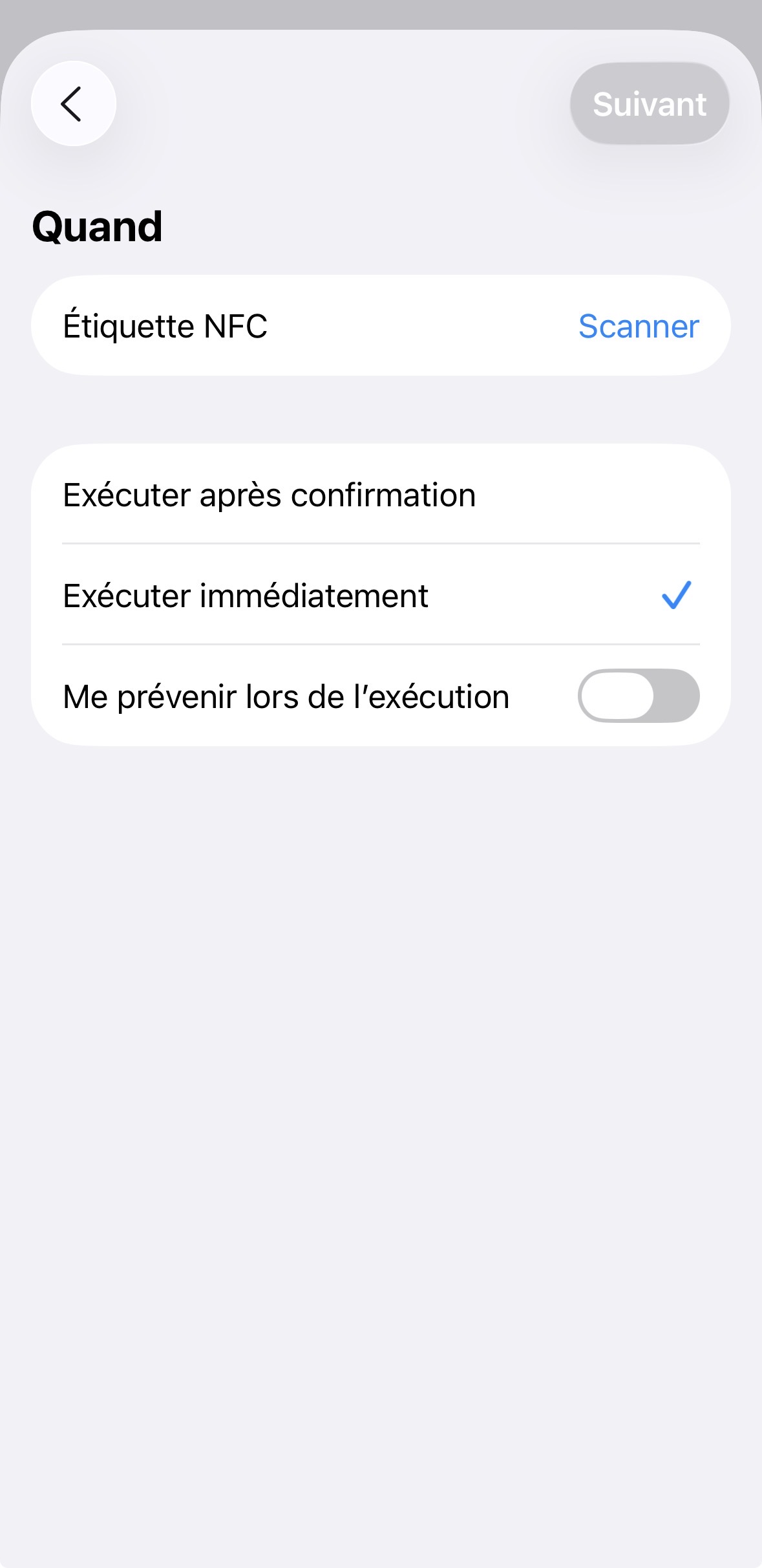 Capture d’écran – Création de l’automatisation liée au SnapTag